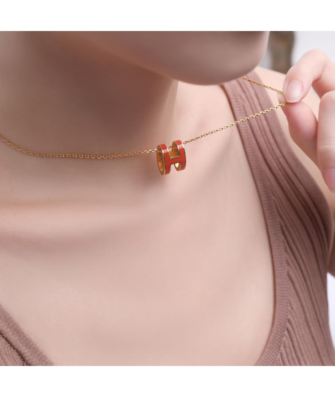HERMES Оранжевая металлическая подвеска, фото 4