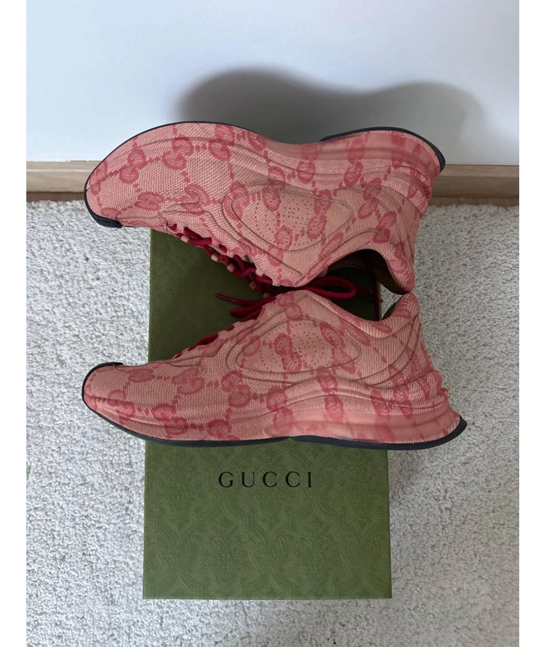 GUCCI Красные кожаные низкие кроссовки / кеды, фото 5