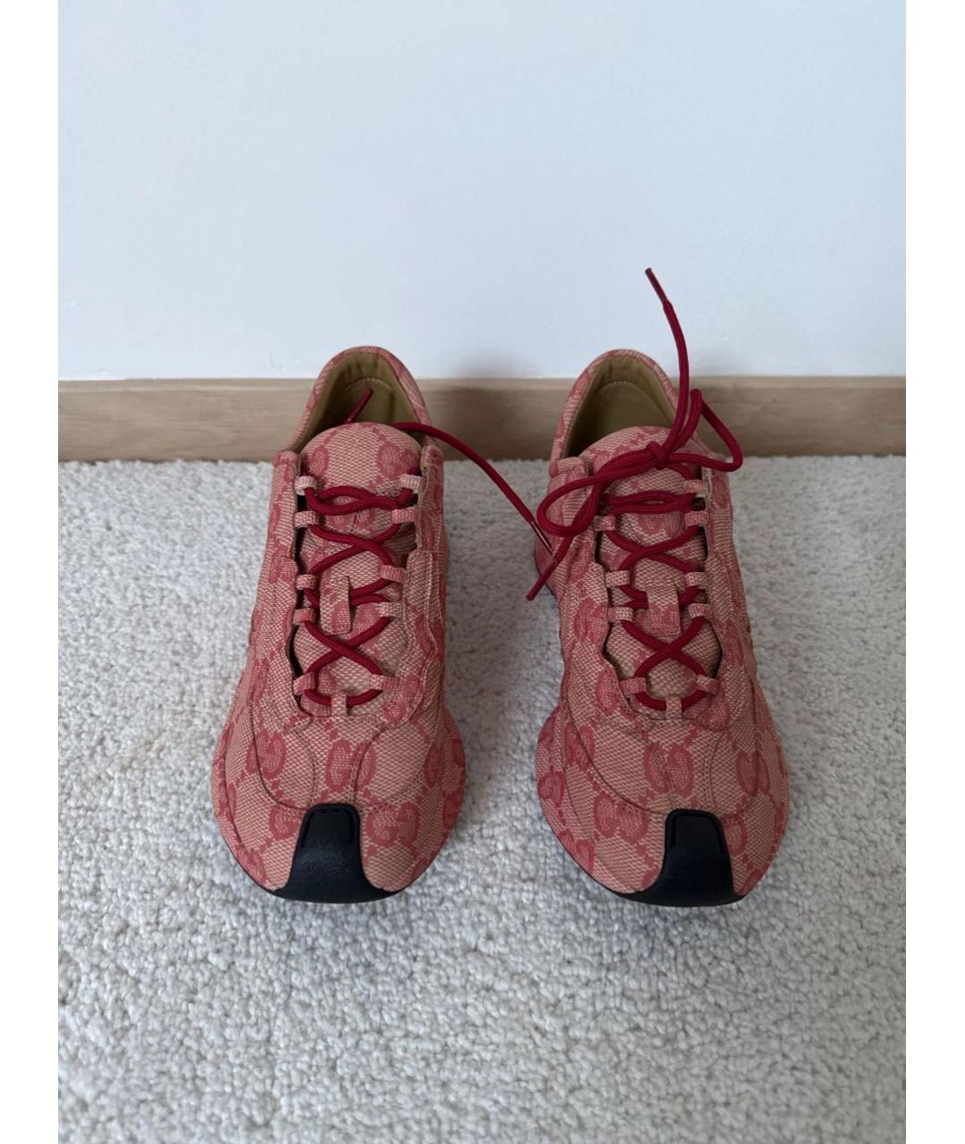 GUCCI Красные кожаные низкие кроссовки / кеды, фото 2