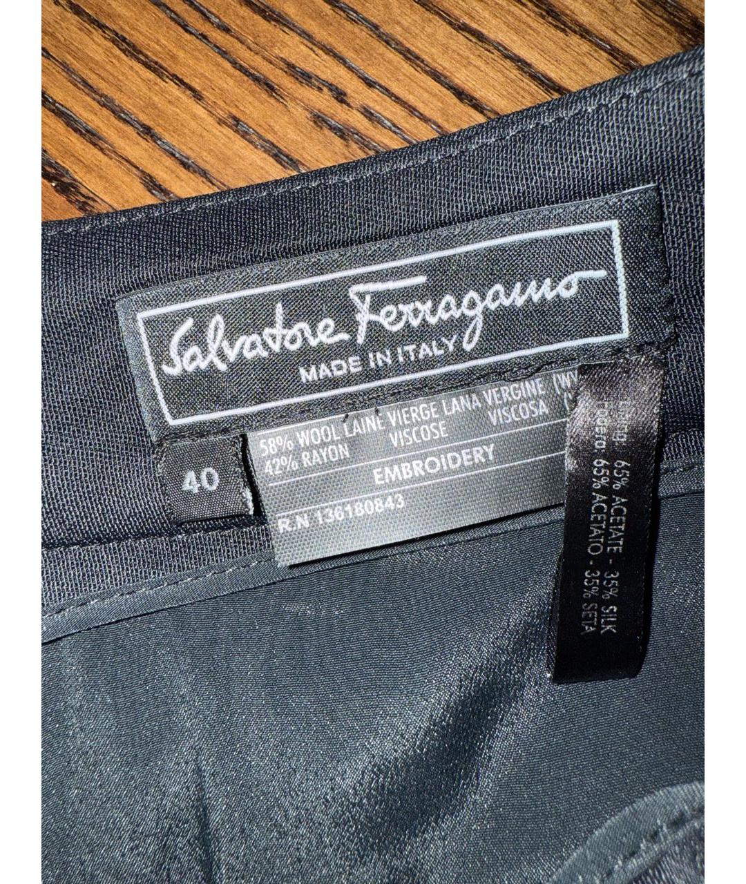 FERRAGAMO Черная вискозная юбка мини, фото 2