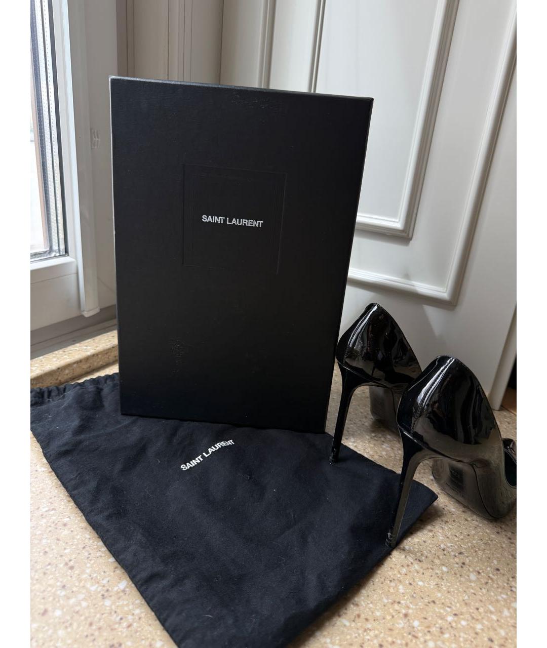 SAINT LAURENT Черные туфли из лакированной кожи, фото 5