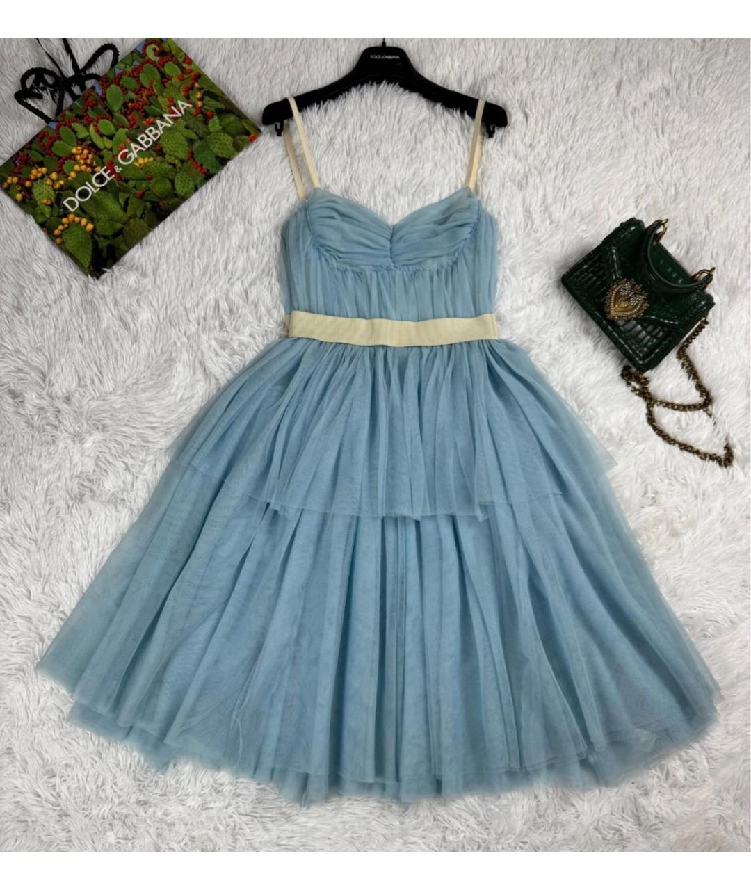 DOLCE&GABBANA Голубое шелковое вечернее платье, фото 3