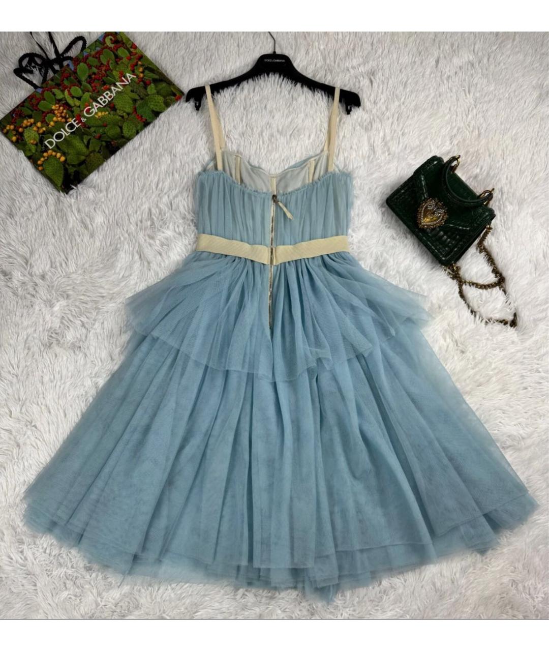 DOLCE&GABBANA Голубое шелковое вечернее платье, фото 5