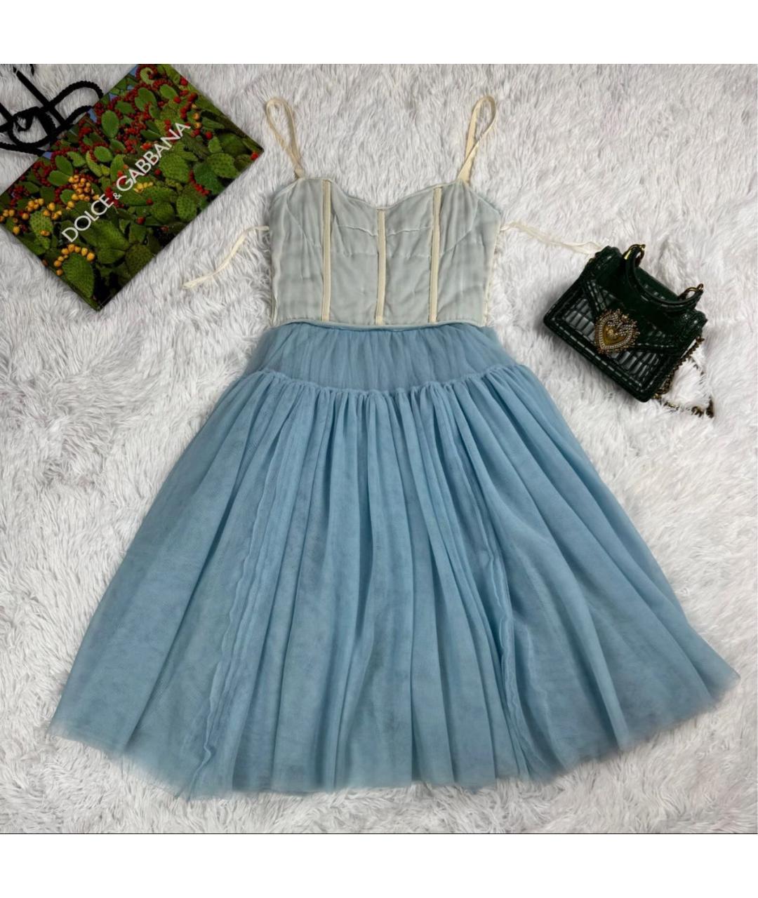 DOLCE&GABBANA Голубое шелковое вечернее платье, фото 7