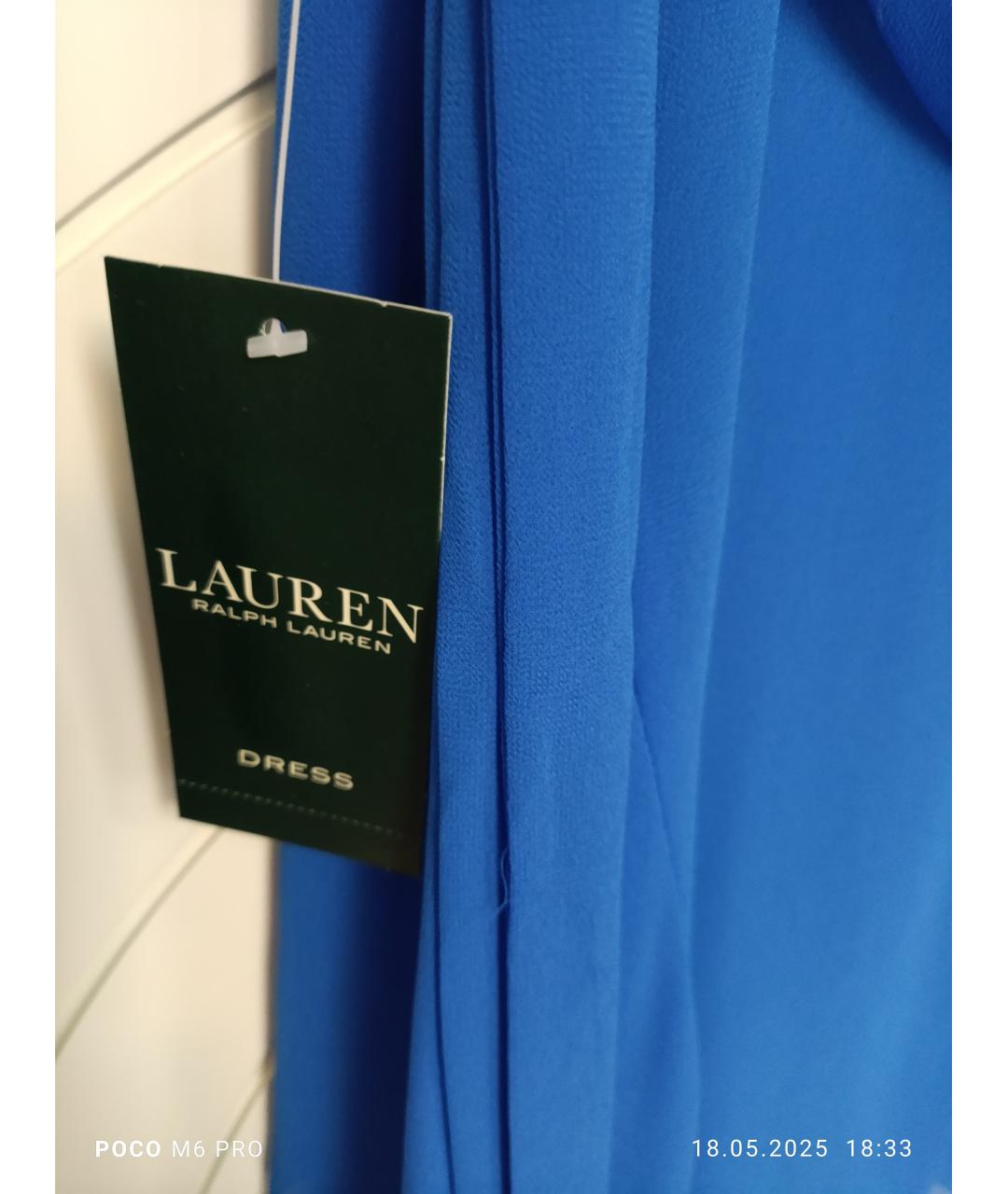 RALPH LAUREN Синее полиэстеровое повседневное платье, фото 5