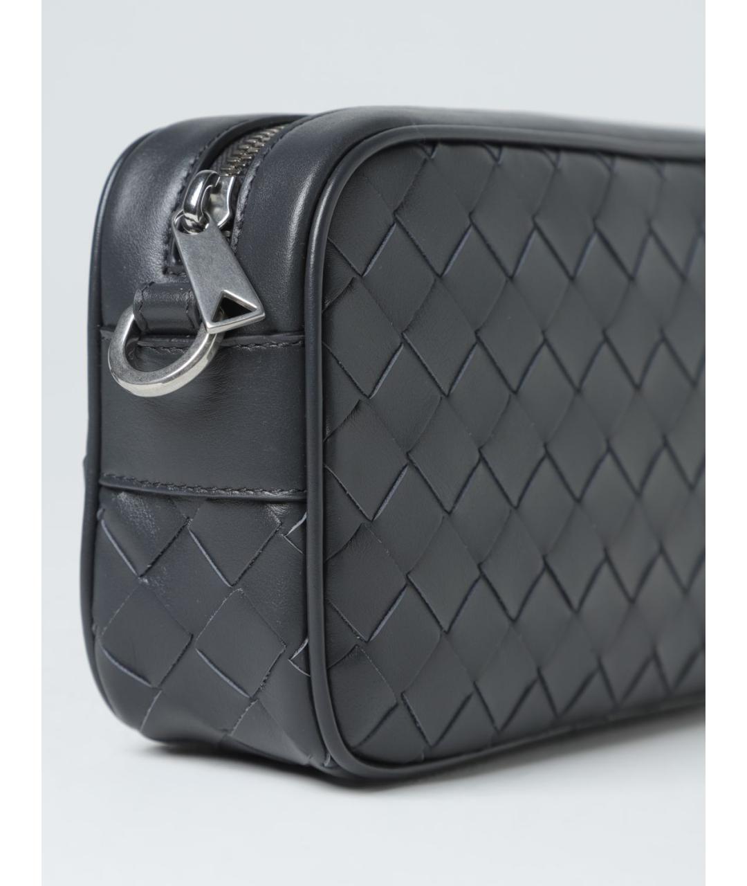 BOTTEGA VENETA Антрацитовая кожаная сумка на плечо, фото 3