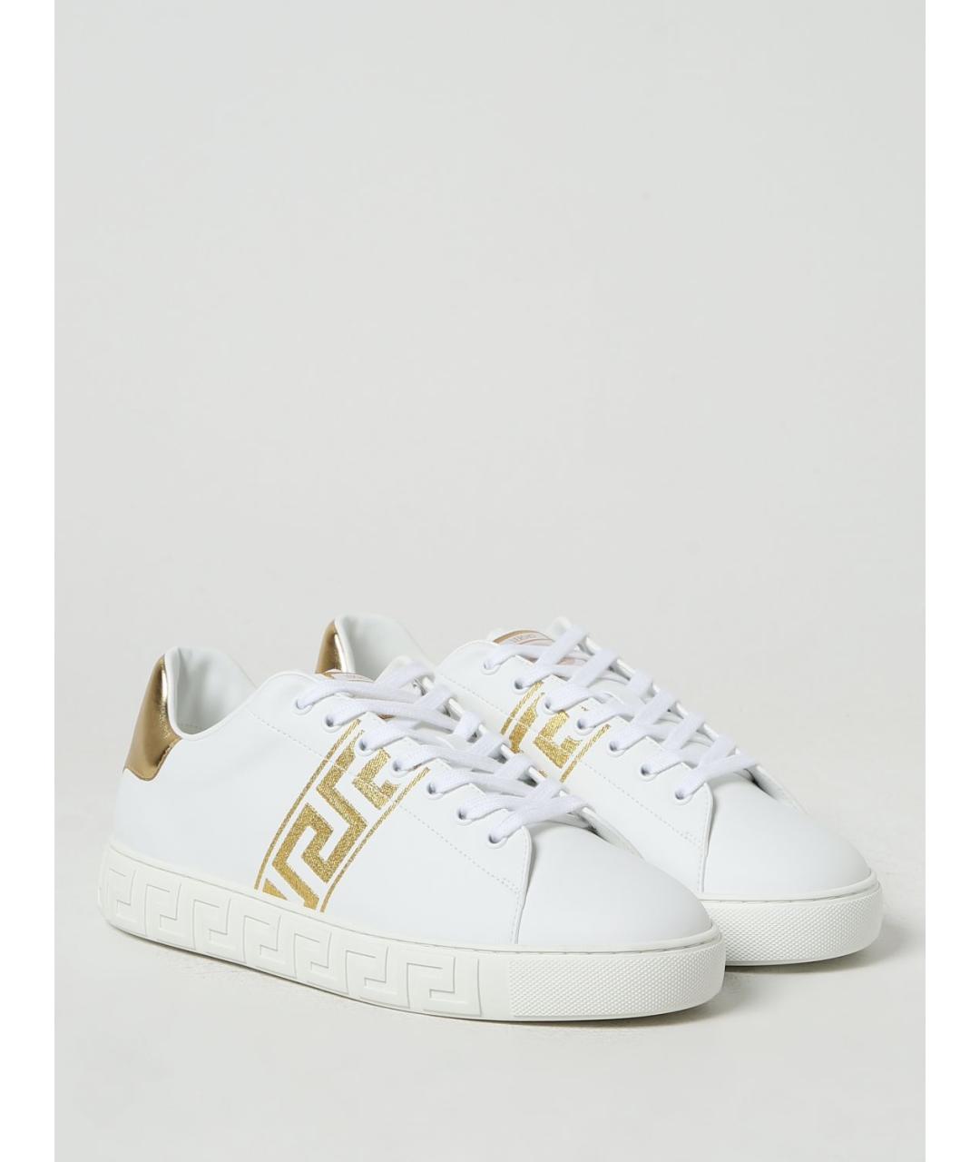 VERSACE Белые кожаные низкие кроссовки / кеды, фото 2
