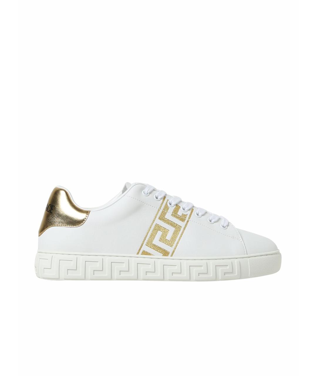 VERSACE Белые кожаные низкие кроссовки / кеды, фото 1