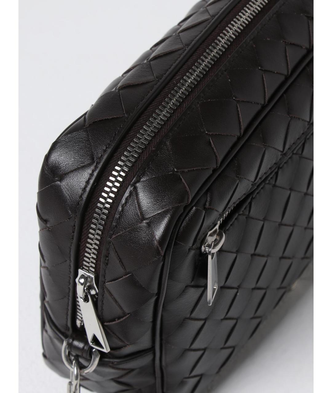 BOTTEGA VENETA Коричневая кожаная барсетка, фото 4