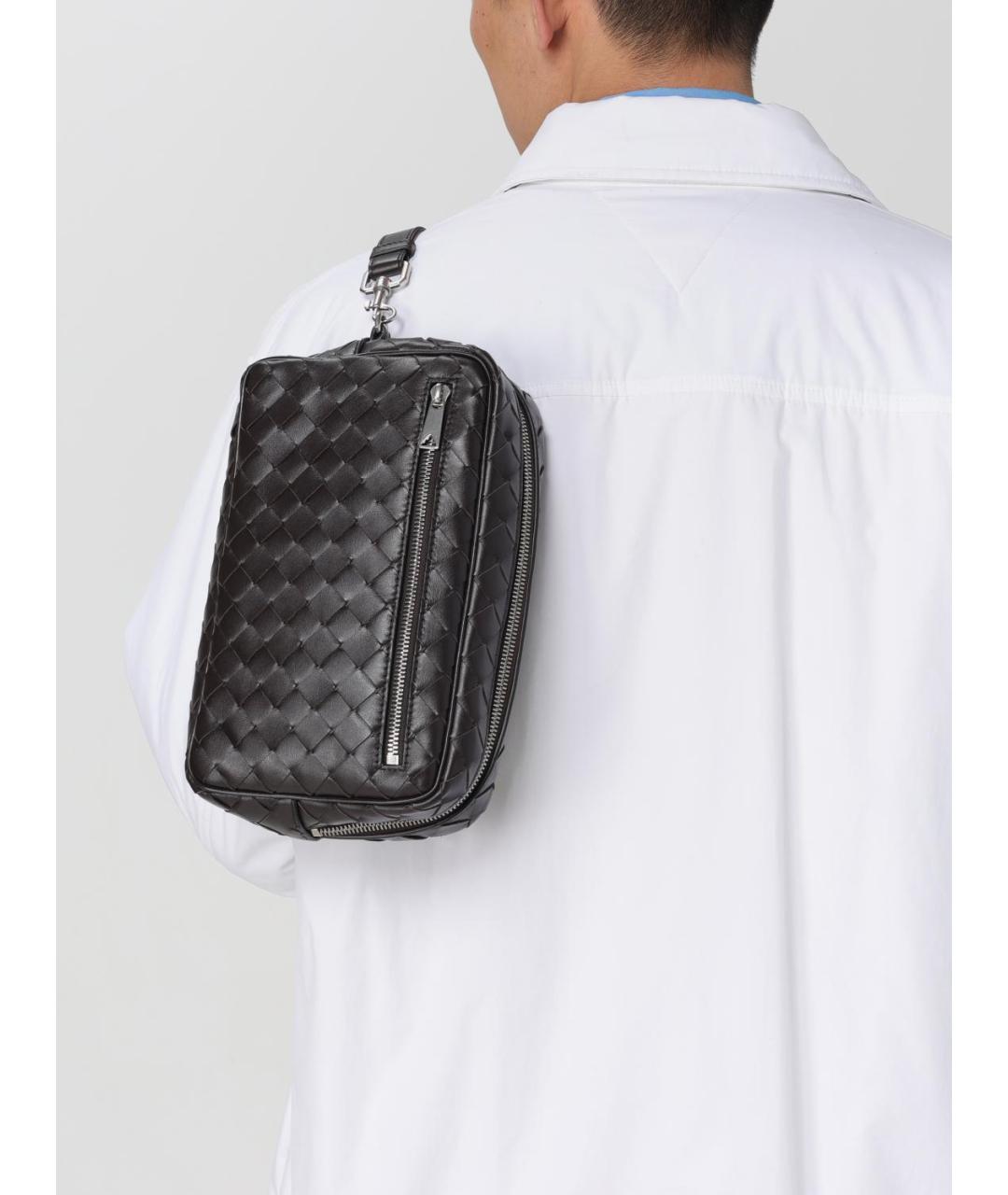 BOTTEGA VENETA Коричневая кожаная барсетка, фото 2