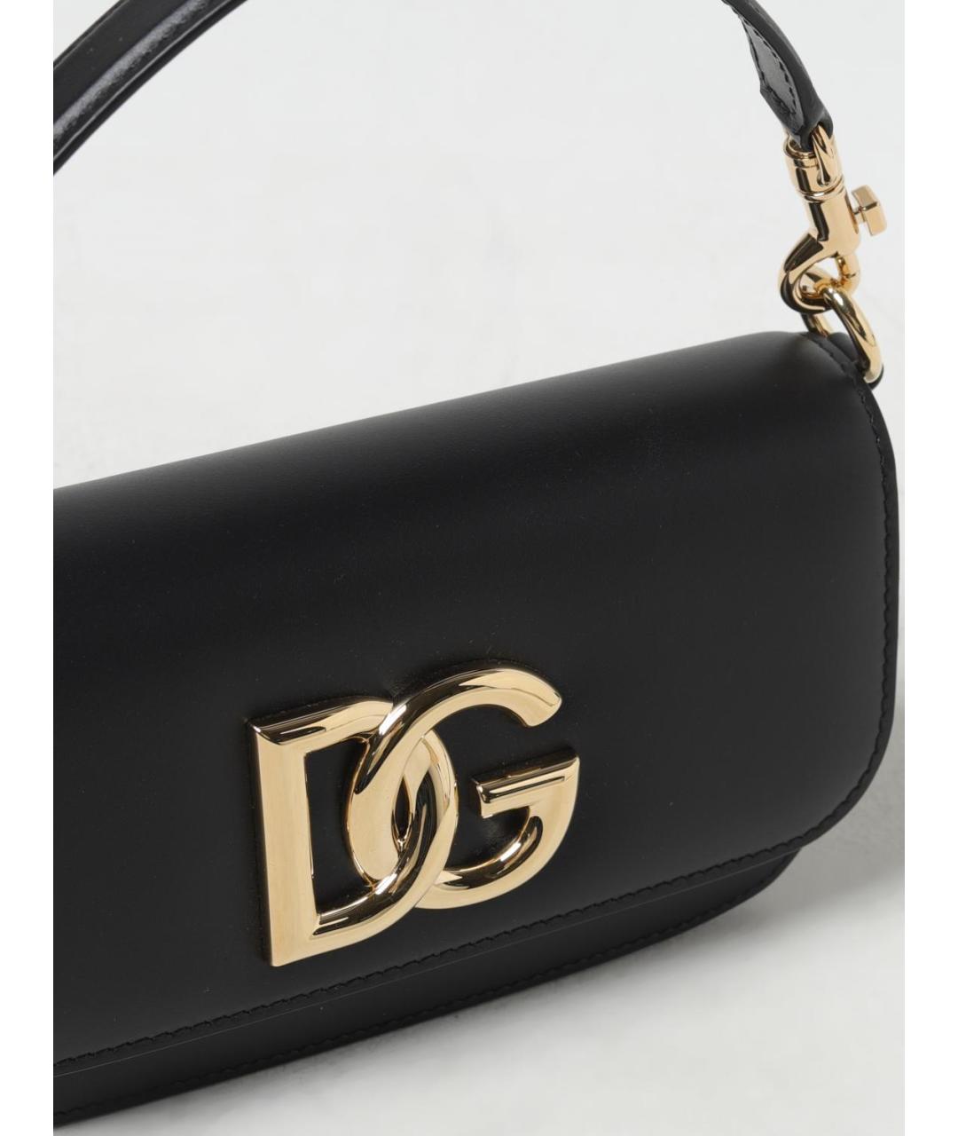 DOLCE&GABBANA Черная кожаная сумка с короткими ручками, фото 4