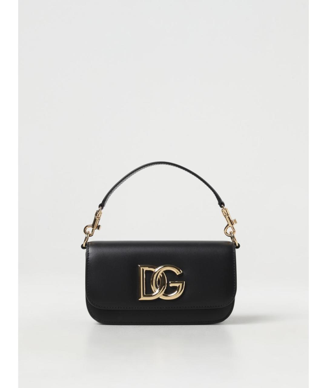 DOLCE&GABBANA Черная кожаная сумка с короткими ручками, фото 6
