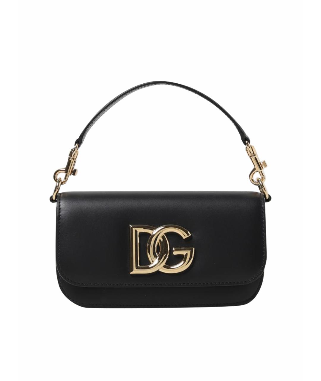 DOLCE&GABBANA Черная кожаная сумка с короткими ручками, фото 1