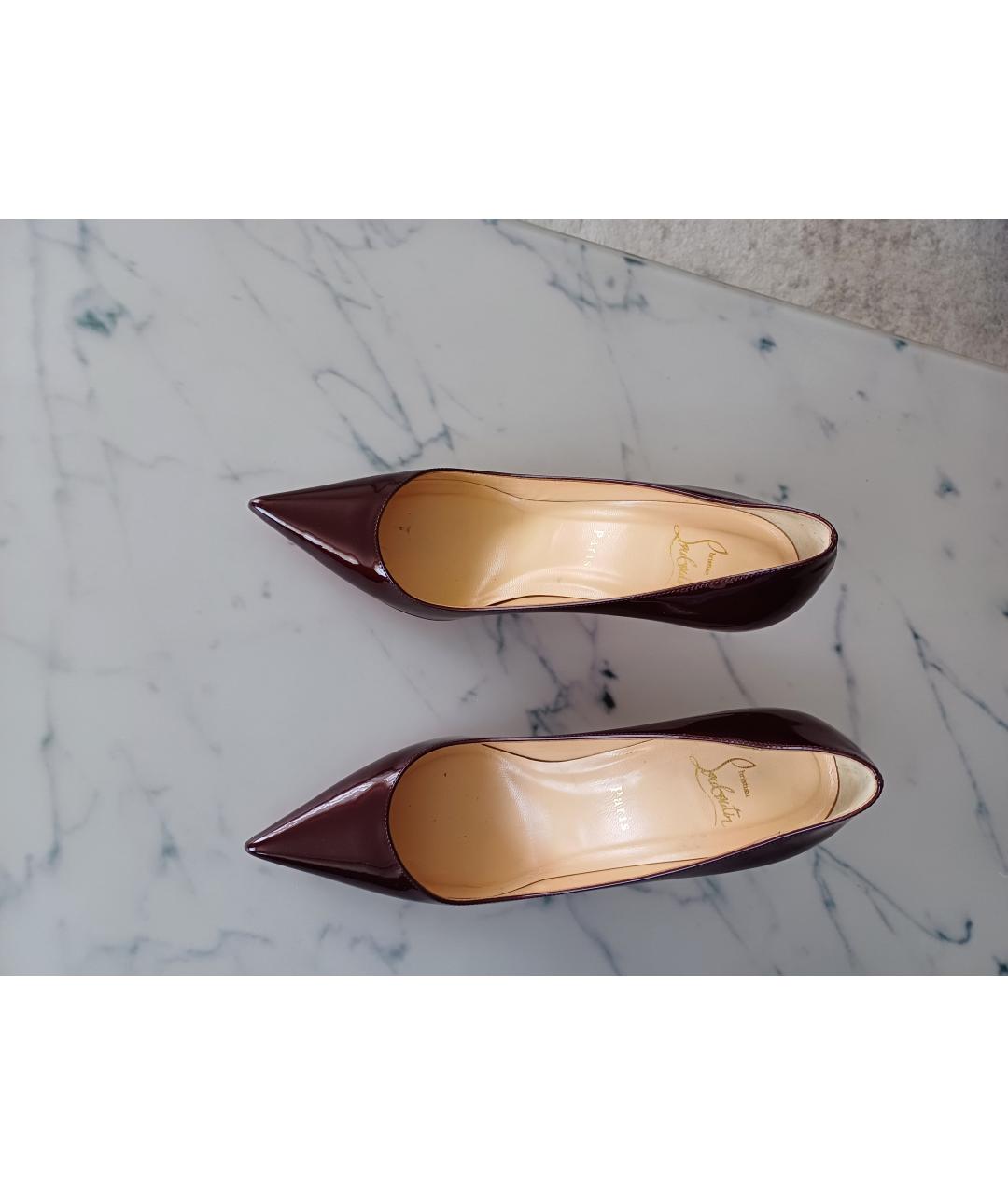 CHRISTIAN LOUBOUTIN Бордовые туфли из лакированной кожи, фото 6