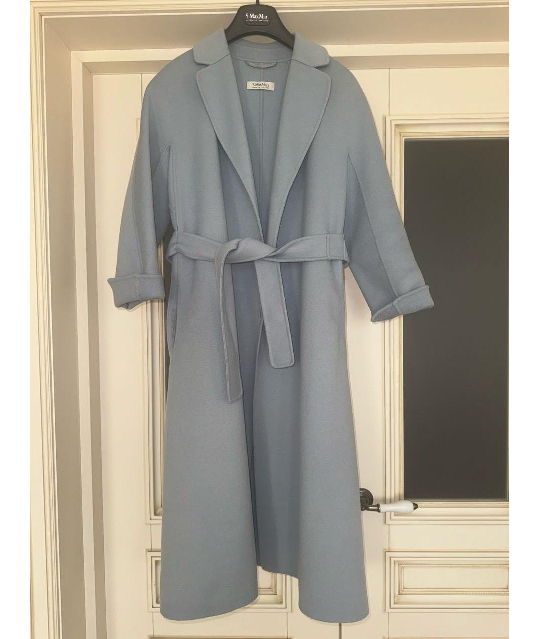 'S MAX MARA Голубое шерстяное пальто, фото 8