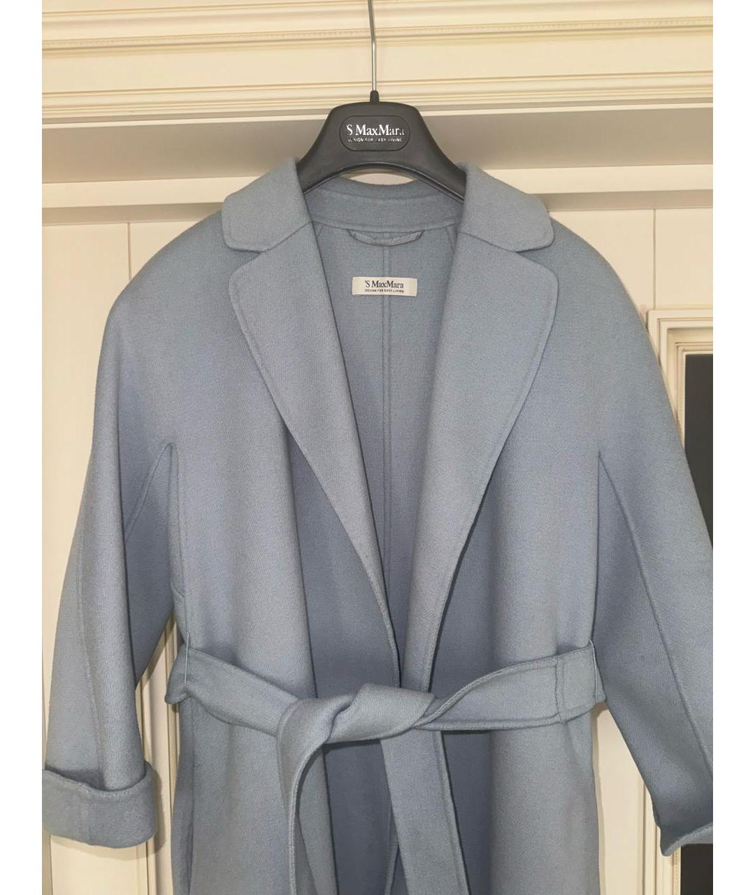'S MAX MARA Голубое шерстяное пальто, фото 4