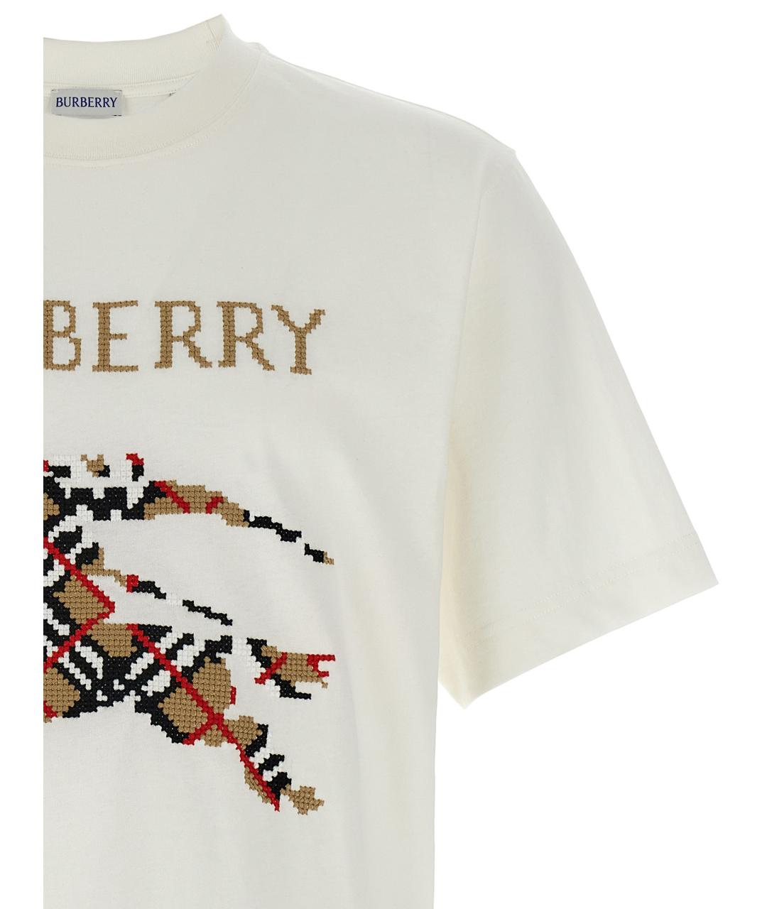 BURBERRY Белая хлопковая футболка, фото 3