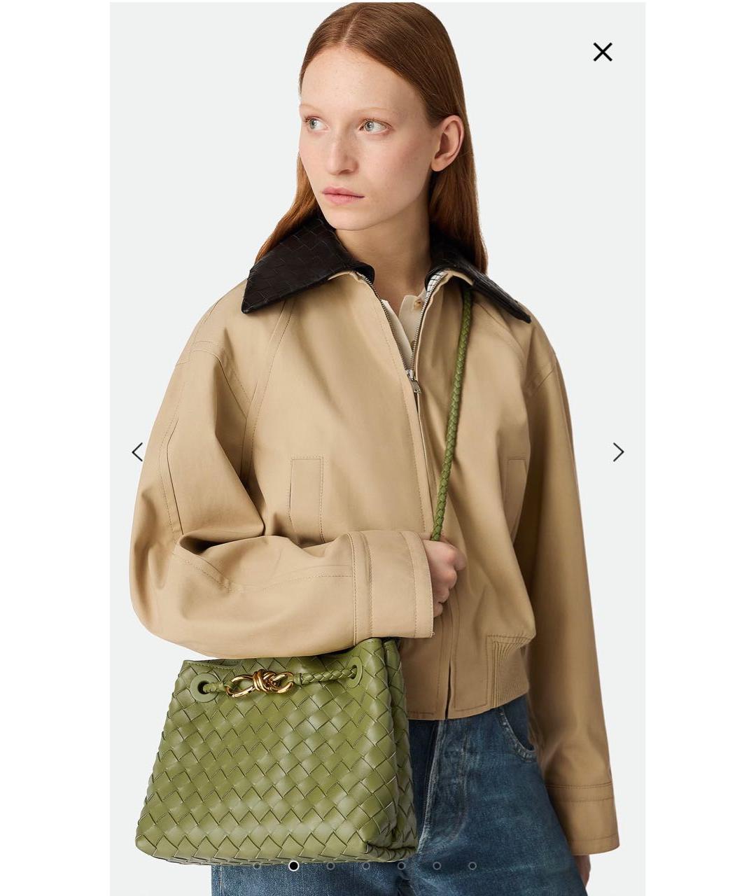BOTTEGA VENETA Салатовая кожаная сумка с короткими ручками, фото 8