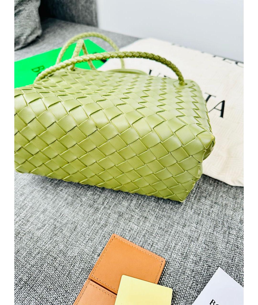 BOTTEGA VENETA Салатовая кожаная сумка с короткими ручками, фото 5