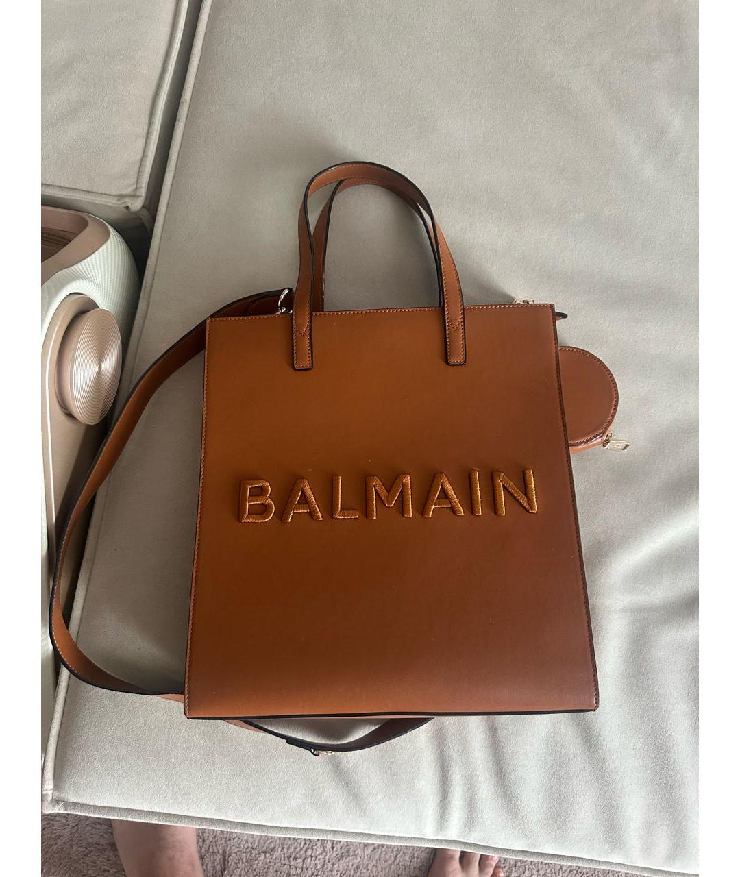 BALMAIN Коричневая кожаная сумка тоут, фото 7