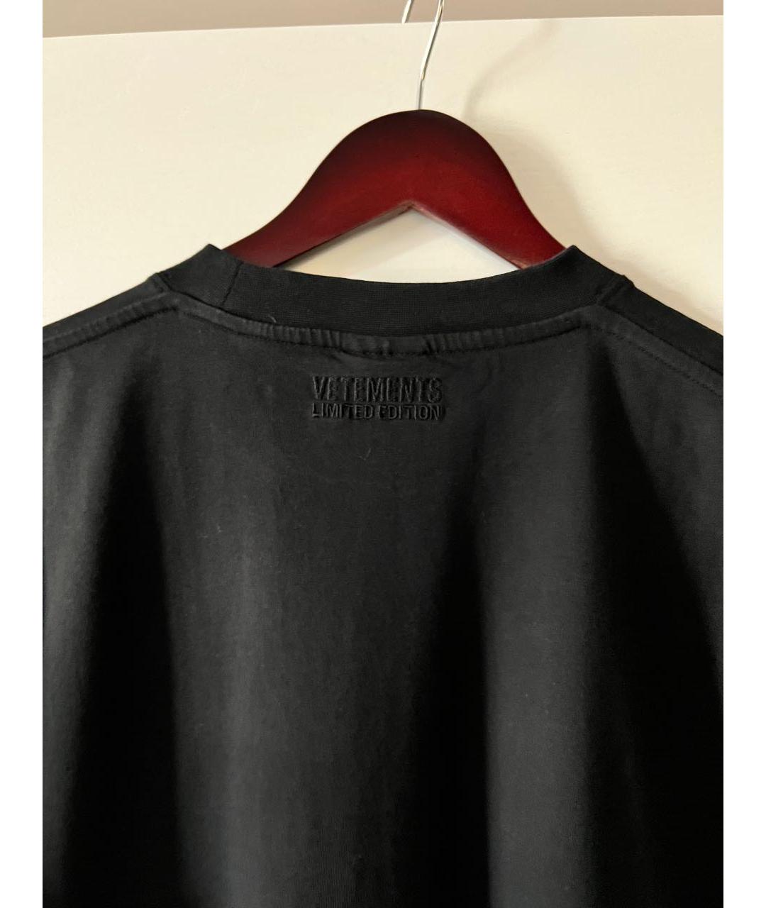 VETEMENTS Черная хлопковая футболка, фото 2