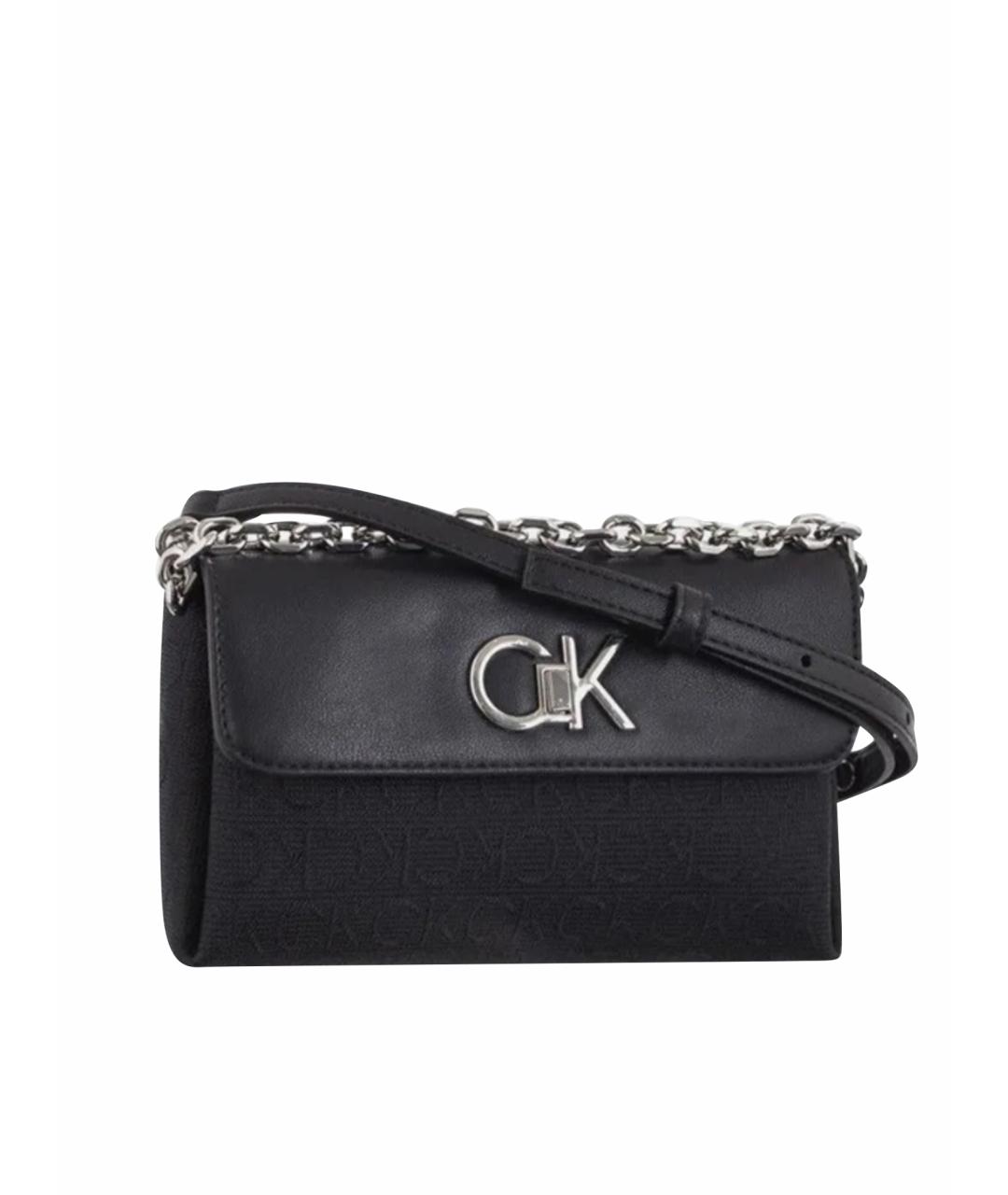CALVIN KLEIN Черная кожаная сумка через плечо, фото 1