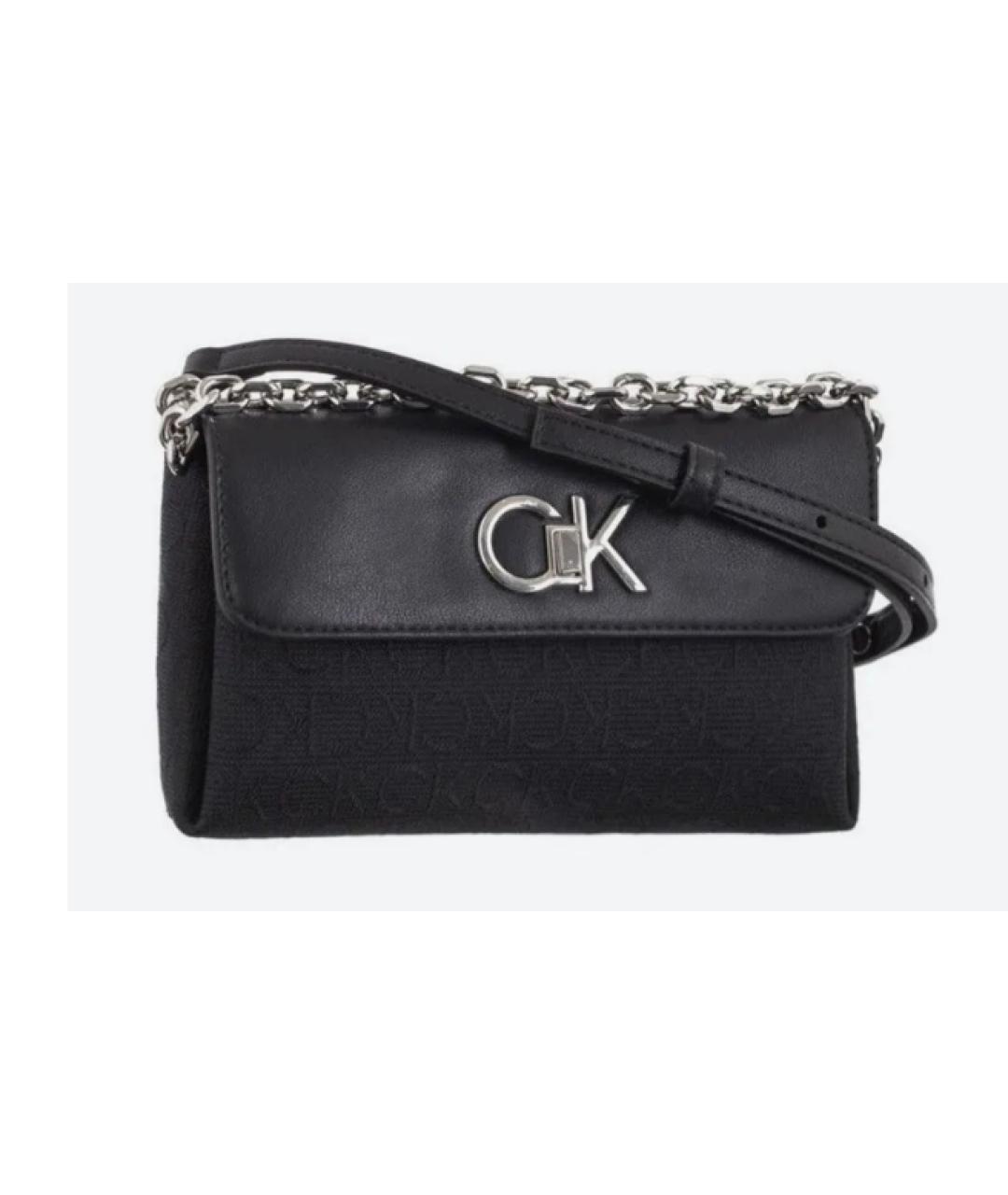 CALVIN KLEIN Черная кожаная сумка через плечо, фото 4