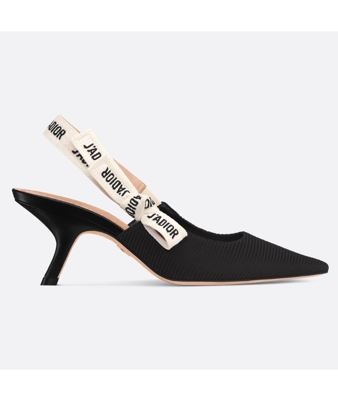 CHRISTIAN DIOR Черные текстильные лодочки на низком каблуке, фото 8