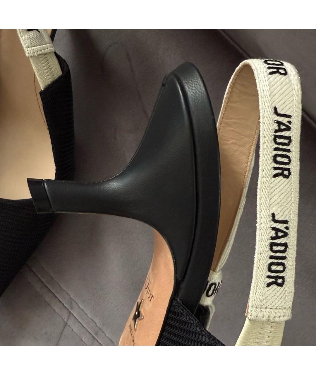 CHRISTIAN DIOR Черные текстильные лодочки на низком каблуке, фото 5