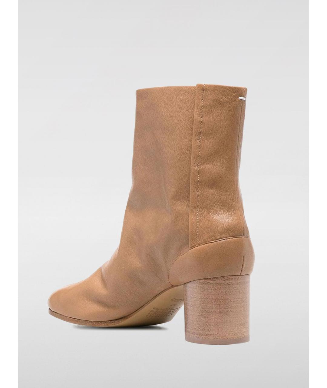 MAISON MARGIELA Бежевые кожаные ботильоны, фото 3