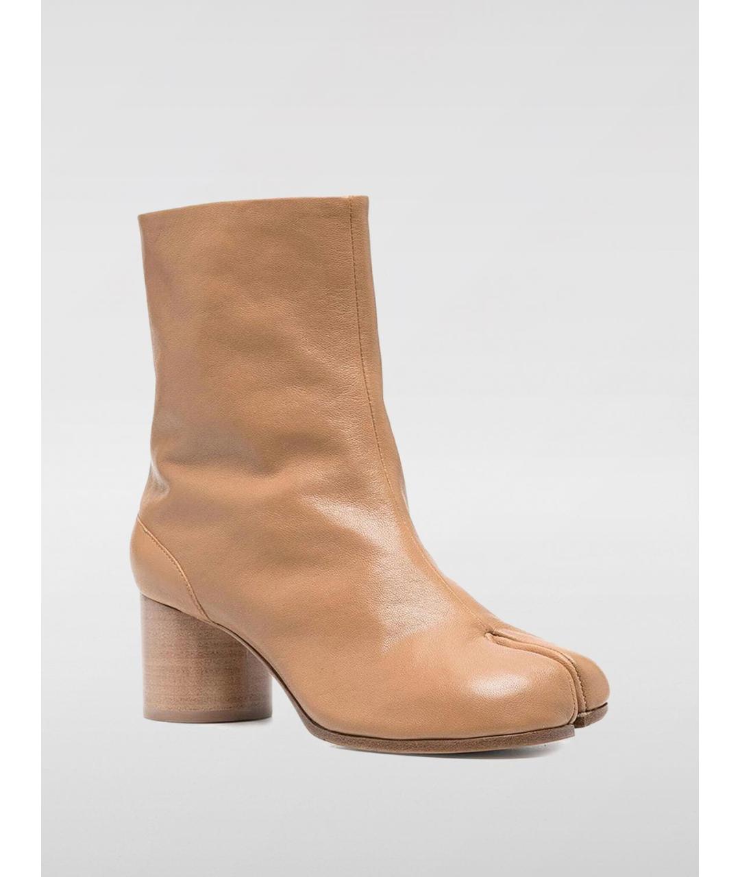 MAISON MARGIELA Бежевые кожаные ботильоны, фото 2