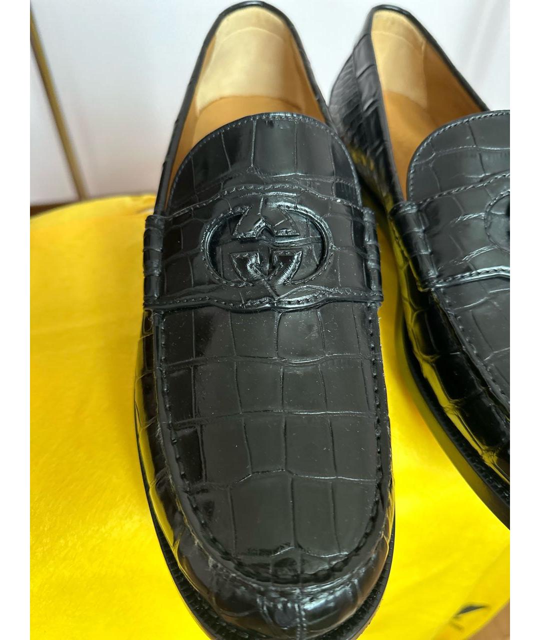 GUCCI Черные лоферы из экзотической кожи, фото 5