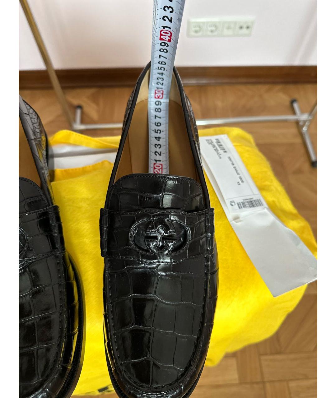 GUCCI Черные лоферы из экзотической кожи, фото 8