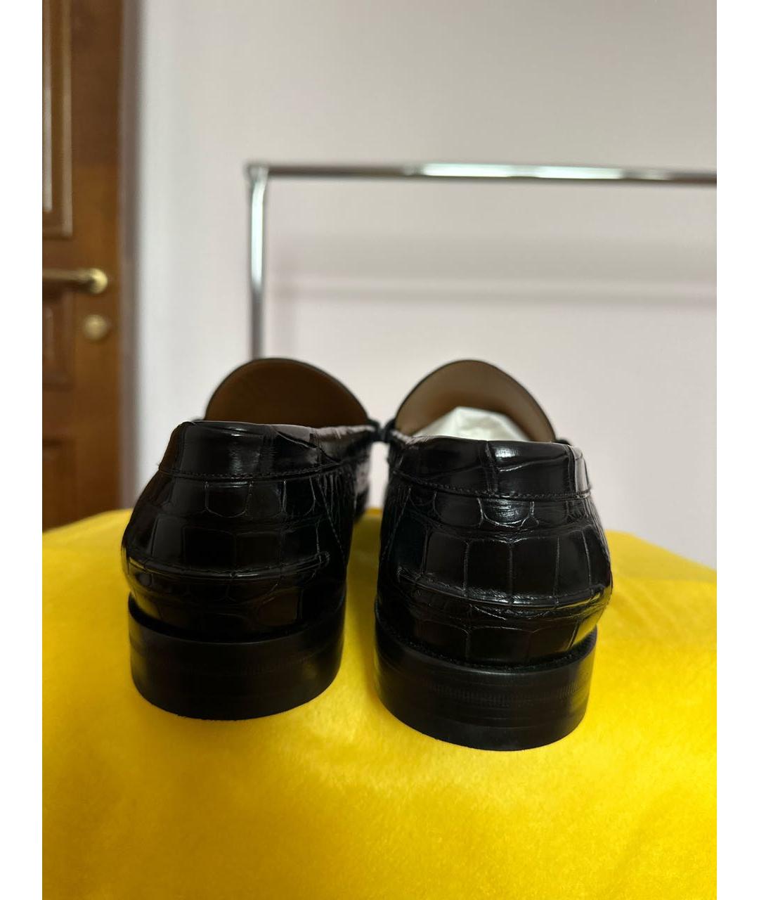 GUCCI Черные лоферы из экзотической кожи, фото 4