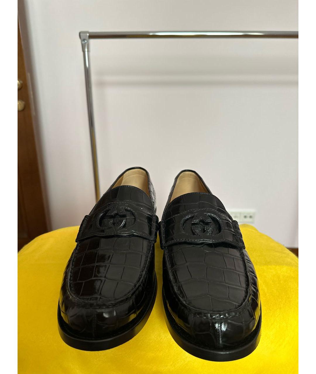 GUCCI Черные лоферы из экзотической кожи, фото 2