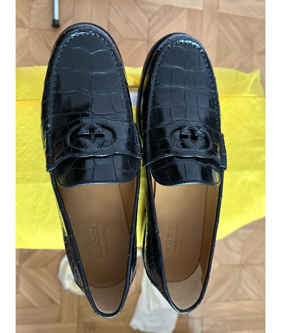 GUCCI Черные лоферы из экзотической кожи, фото 3