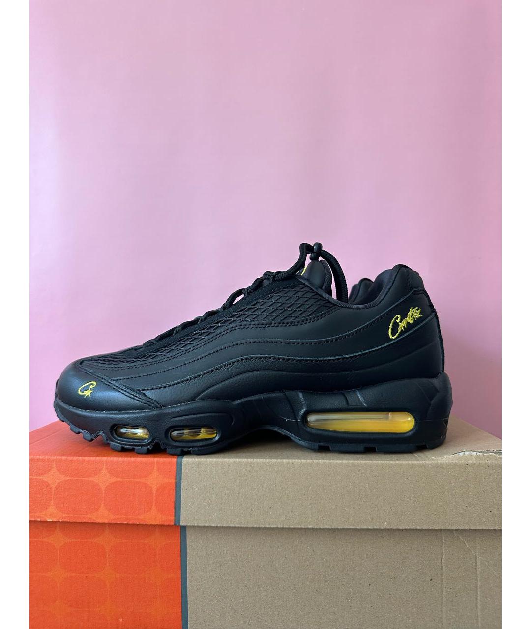NIKE Черные кожаные низкие кроссовки / кеды, фото 2