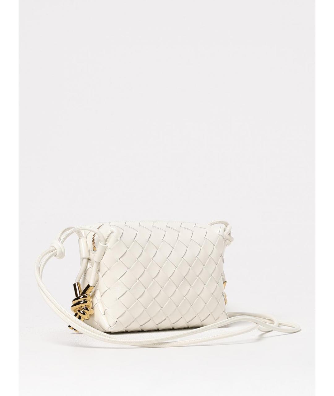 BOTTEGA VENETA Белая кожаная сумка через плечо, фото 3