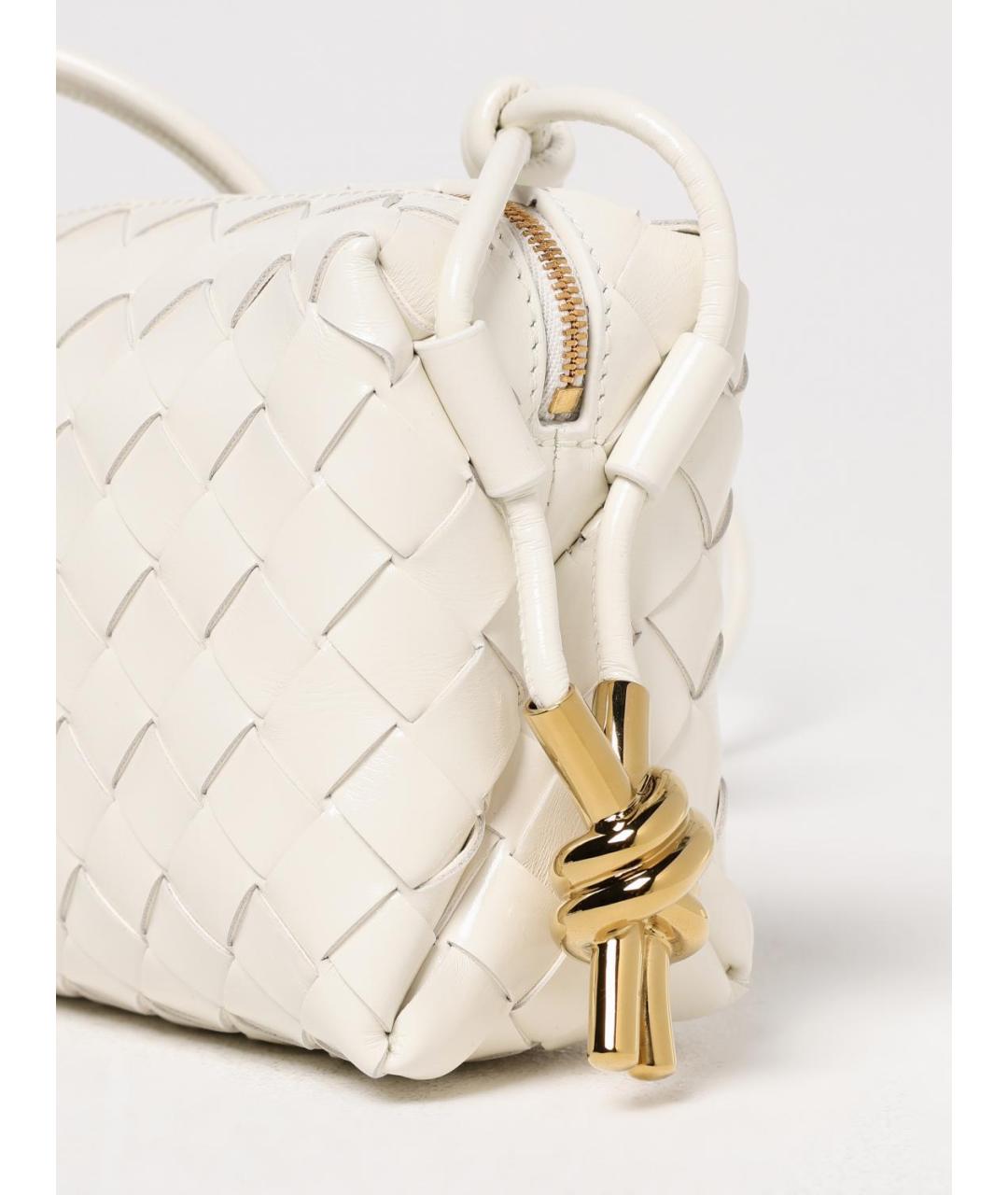 BOTTEGA VENETA Белая кожаная сумка через плечо, фото 4