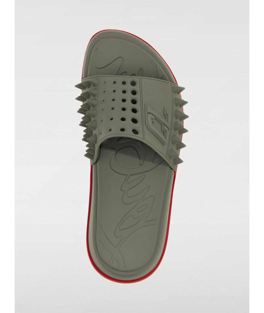 CHRISTIAN LOUBOUTIN Серые резиновые шлепанцы, фото 4