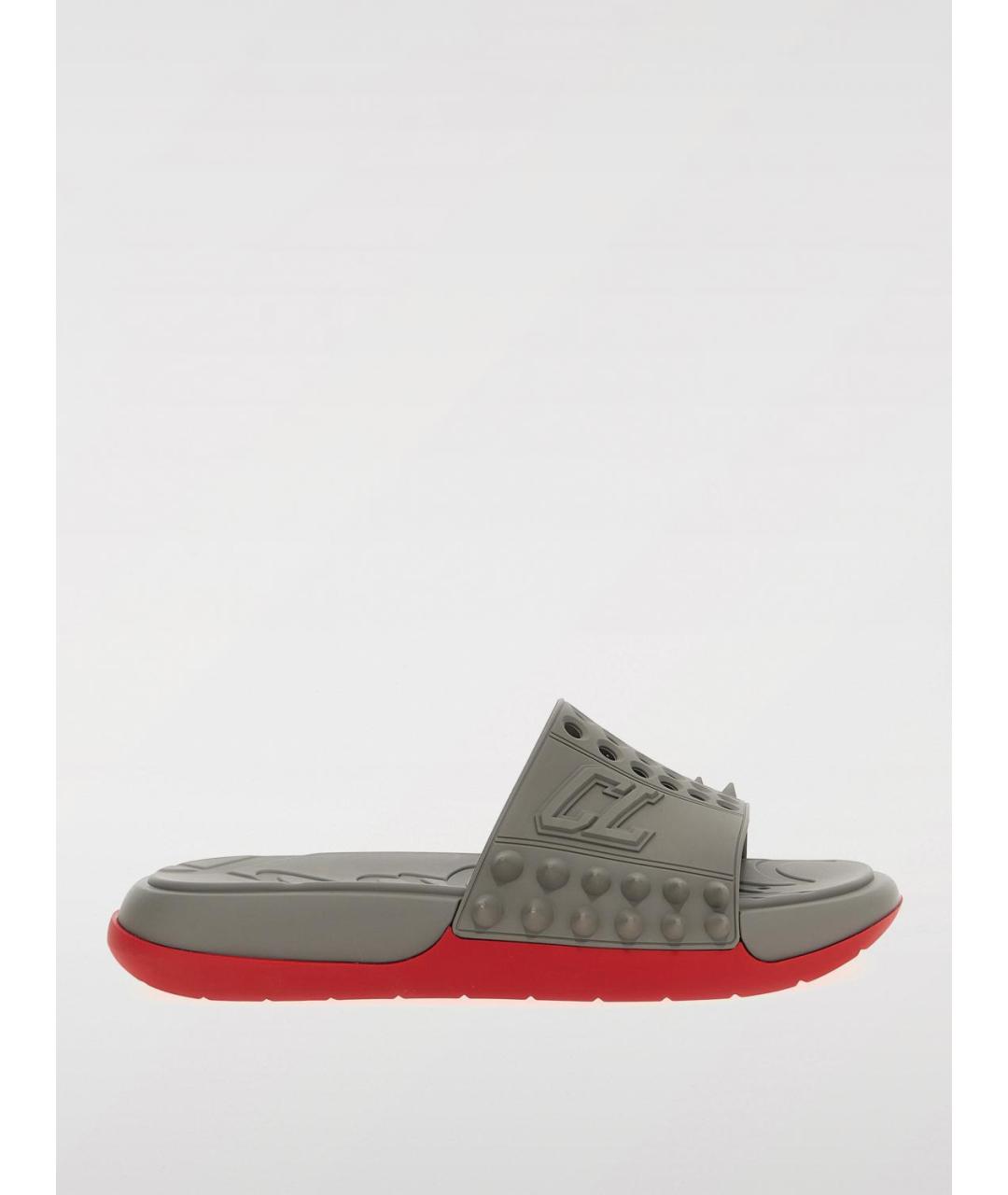CHRISTIAN LOUBOUTIN Серые резиновые шлепанцы, фото 5