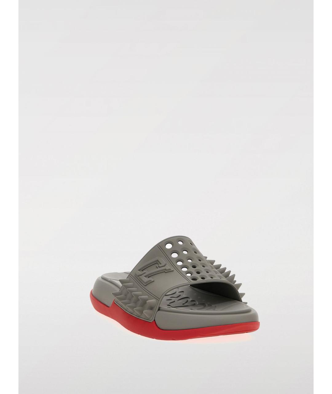 CHRISTIAN LOUBOUTIN Серые резиновые шлепанцы, фото 2