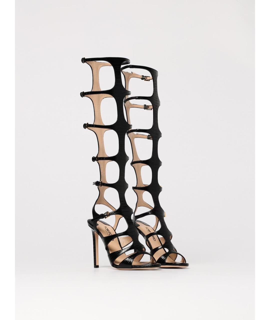 TOM FORD Черные кожаные босоножки, фото 3