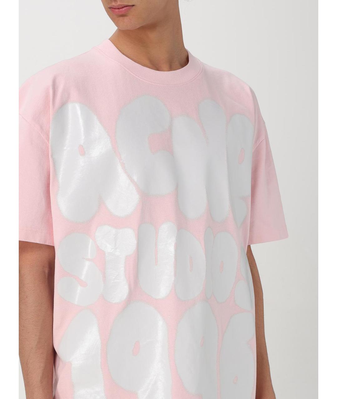 ACNE STUDIOS Розовая хлопковая футболка, фото 6