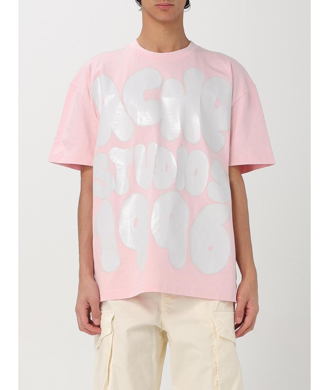 ACNE STUDIOS Розовая хлопковая футболка, фото 2