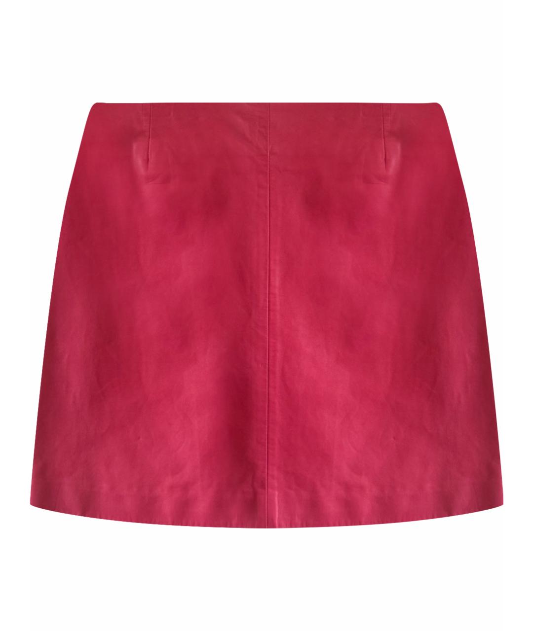 MIU MIU Коралловая кожаная юбка мини, фото 1