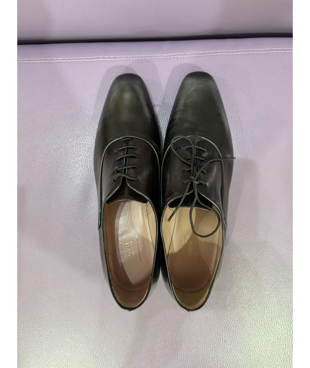 ARMANI COLLEZIONI Антрацитовые кожаные брогги и оксфорды, фото 3