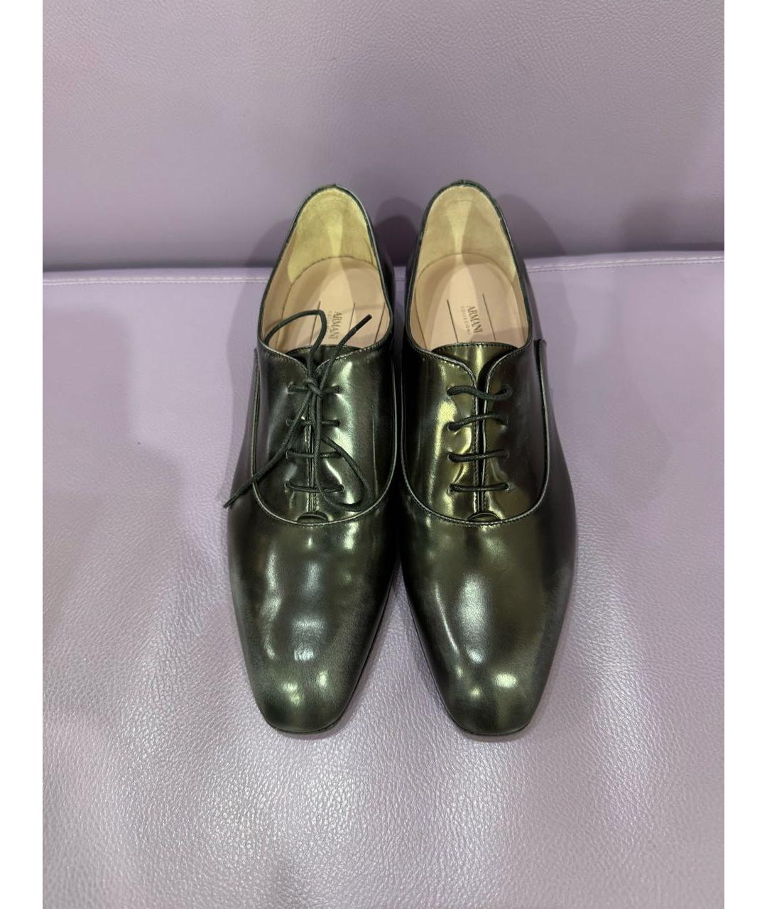 ARMANI COLLEZIONI Антрацитовые кожаные брогги и оксфорды, фото 2