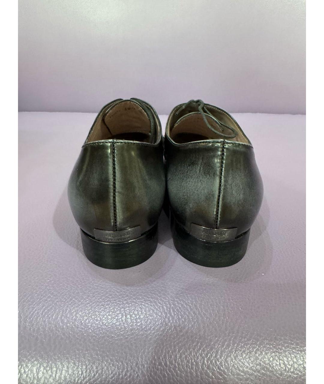 ARMANI COLLEZIONI Антрацитовые кожаные брогги и оксфорды, фото 4