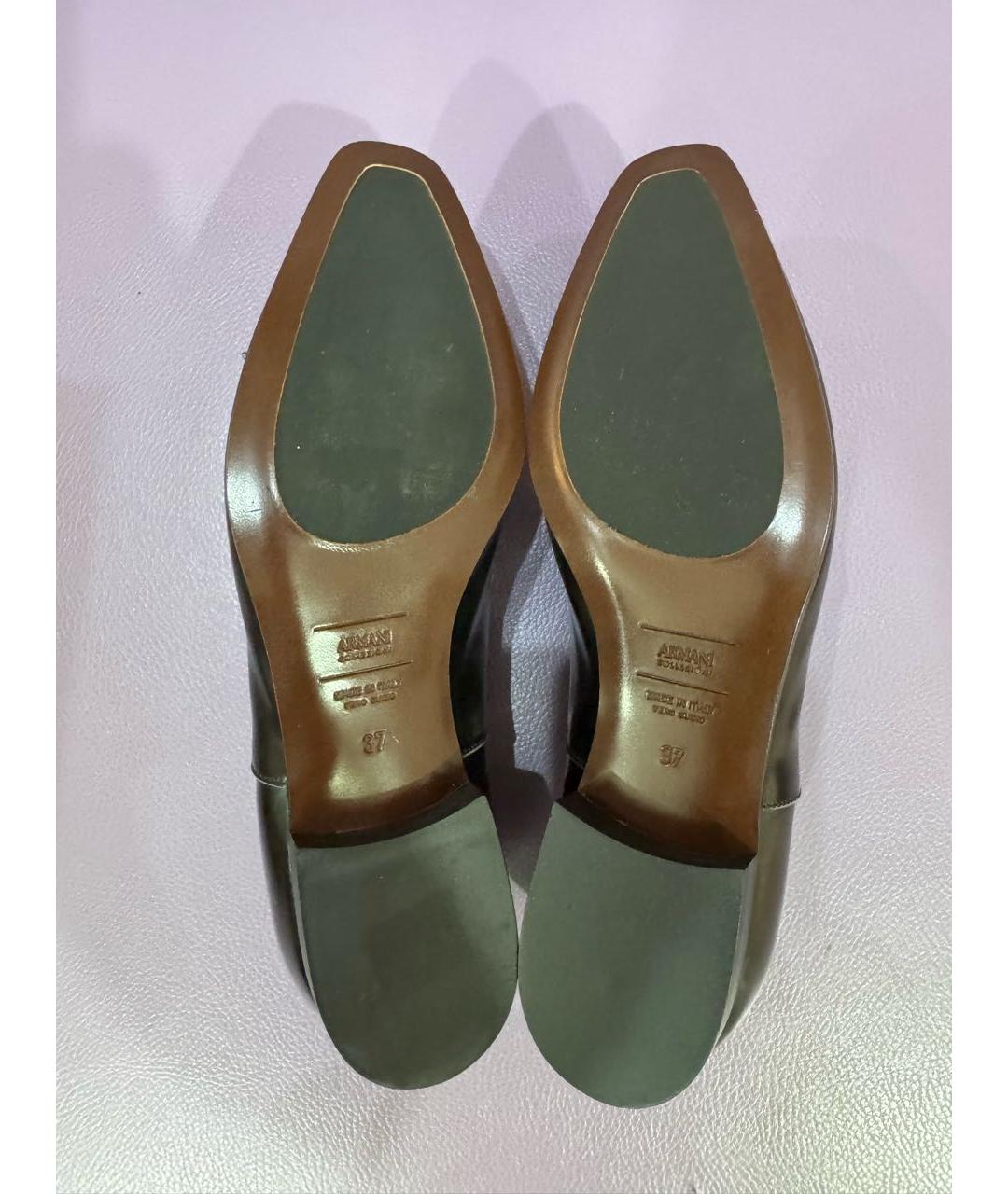 ARMANI COLLEZIONI Антрацитовые кожаные брогги и оксфорды, фото 6